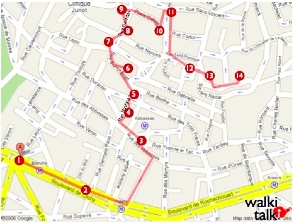 Paris Montmartre Walking Map